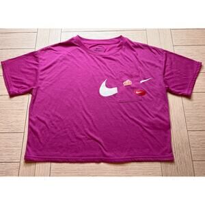 Nike cropped‎ short sleeve hot pink dri-fit sz XS workout athletic t shirt.